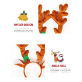 Maxbell Christmas Deer Antlers Headband Deer Antler Ears Hair Band for Party Favors Turmeric