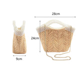 Maxbell Women Straw Handbags with Pearl Ornaments Basket Purse Bag Summer for Travel