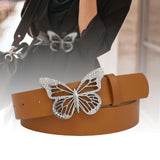Maxbell Fashion Butterfly Buckle Belt Waistband for Costume Accessories Jeans Women Brown