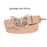 Maxbell Fashion Butterfly Buckle Belt Waistband for Costume Accessories Jeans Women Pink