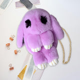 Maxbell Women Girls Plush Shoulder Bag Japanese Stuffed Animal Zipper Kids Gift violet