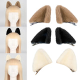 Maxbell 1 Pair Cosplay Plush Cat Ear Hair Clips for Photo Props Party Dress up Khaki