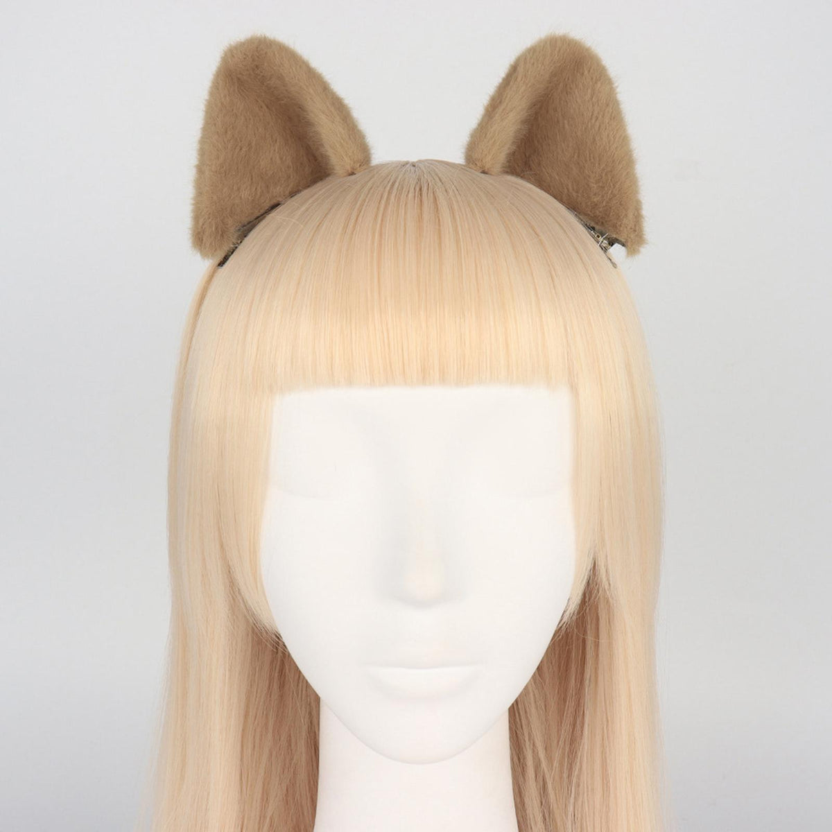 Maxbell 1 Pair Cosplay Plush Cat Ear Hair Clips for Photo Props Party Dress up Khaki