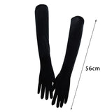 Maxbell Elegant Long Velvet Gloves Black Full Finger for Tea Party Evening Marriage