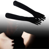 Maxbell Elegant Long Velvet Gloves Black Full Finger for Tea Party Evening Marriage