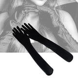 Maxbell Elegant Long Velvet Gloves Black Full Finger for Tea Party Evening Marriage