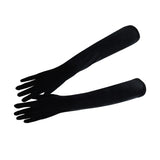 Maxbell Elegant Long Velvet Gloves Black Full Finger for Tea Party Evening Marriage