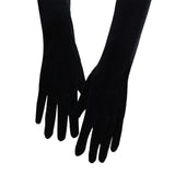 Maxbell Elegant Long Velvet Gloves Black Full Finger for Tea Party Evening Marriage
