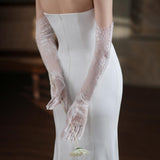 Maxbell Bridal Gloves Women Long Elbow Gloves for Wedding Evening Party Fancy Dress
