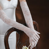 Maxbell Bridal Gloves Women Long Elbow Gloves for Wedding Evening Party Fancy Dress