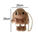 Maxbell Women Girls Plush Shoulder Bag Japanese Stuffed Animal Zipper Kids Gift dark khaki