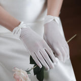 Maxbell Wrist Length Gloves Bride Dress Gloves Short Satin Gloves 2x for Concert