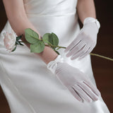 Maxbell Wrist Length Gloves Bride Dress Gloves Short Satin Gloves 2x for Concert