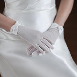 Maxbell Wrist Length Gloves Bride Dress Gloves Short Satin Gloves 2x for Concert