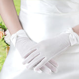 Maxbell Wrist Length Gloves Bride Dress Gloves Short Satin Gloves 2x for Concert