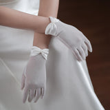 Maxbell Wrist Length Gloves Bride Dress Gloves Short Satin Gloves 2x for Concert