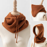 Maxbell Warm Winter Hats Ski Neck Warmer Cap Outdoor Sports Knitted Hooded Scarf Caramel