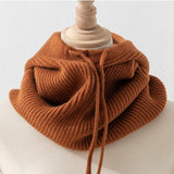 Maxbell Warm Winter Hats Ski Neck Warmer Cap Outdoor Sports Knitted Hooded Scarf Caramel