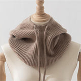 Maxbell Warm Winter Hats Ski Neck Warmer Cap Outdoor Sports Knitted Hooded Scarf Khaki