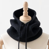 Maxbell Warm Winter Hats Ski Neck Warmer Cap Outdoor Sports Knitted Hooded Scarf Black