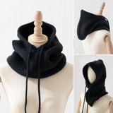 Maxbell Warm Winter Hats Ski Neck Warmer Cap Outdoor Sports Knitted Hooded Scarf Black