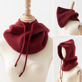 Maxbell Warm Winter Hats Ski Neck Warmer Cap Outdoor Sports Knitted Hooded Scarf Red