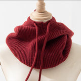 Maxbell Warm Winter Hats Ski Neck Warmer Cap Outdoor Sports Knitted Hooded Scarf Red