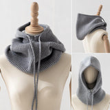 Maxbell Warm Winter Hats Ski Neck Warmer Cap Outdoor Sports Knitted Hooded Scarf Gray