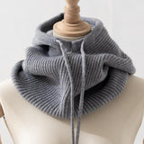 Maxbell Warm Winter Hats Ski Neck Warmer Cap Outdoor Sports Knitted Hooded Scarf Gray