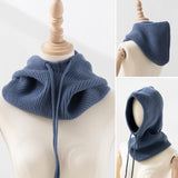 Maxbell Warm Winter Hats Ski Neck Warmer Cap Outdoor Sports Knitted Hooded Scarf Blue