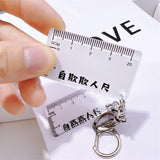 Maxbell Ruler Shaped Keyring Pendant Lobster Buckle for Men Women Backpack Tote White