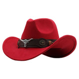 Maxbell Cowgirl Hat Breathable Casual Cowboy Hat for Women Men Fall Short Trips Red