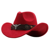 Maxbell Cowgirl Hat Breathable Casual Cowboy Hat for Women Men Fall Short Trips Red