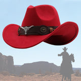 Maxbell Cowgirl Hat Breathable Casual Cowboy Hat for Women Men Fall Short Trips Red