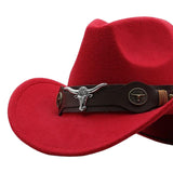 Maxbell Cowgirl Hat Breathable Casual Cowboy Hat for Women Men Fall Short Trips Red