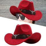 Maxbell Cowgirl Hat Breathable Casual Cowboy Hat for Women Men Fall Short Trips Red