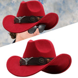 Maxbell Cowgirl Hat Breathable Casual Cowboy Hat for Women Men Fall Short Trips Red