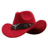 Maxbell Cowgirl Hat Breathable Casual Cowboy Hat for Women Men Fall Short Trips Red