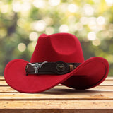 Maxbell Cowgirl Hat Breathable Casual Cowboy Hat for Women Men Fall Short Trips Red