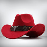 Maxbell Cowgirl Hat Breathable Casual Cowboy Hat for Women Men Fall Short Trips Red