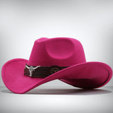 Maxbell Cowgirl Hat Breathable Casual Cowboy Hat for Women Men Fall Short Trips Pink