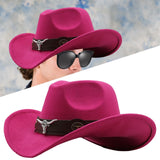 Maxbell Cowgirl Hat Breathable Casual Cowboy Hat for Women Men Fall Short Trips Pink