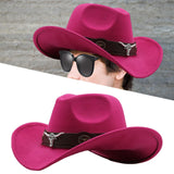 Maxbell Cowgirl Hat Breathable Casual Cowboy Hat for Women Men Fall Short Trips Pink