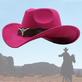 Maxbell Cowgirl Hat Breathable Casual Cowboy Hat for Women Men Fall Short Trips Pink