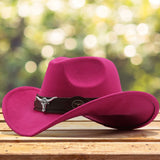 Maxbell Cowgirl Hat Breathable Casual Cowboy Hat for Women Men Fall Short Trips Pink