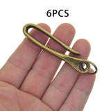 Maxbell 6Pcs Japanese Fish Hook Keychain Belt Clip Purse Wallet Holder Key bronze