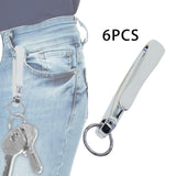 Maxbell 6Pcs Japanese Fish Hook Keychain Belt Clip Purse Wallet Holder Key Argent