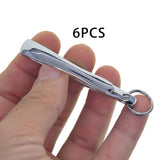 Maxbell 6Pcs Japanese Fish Hook Keychain Belt Clip Purse Wallet Holder Key Argent