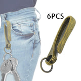 Maxbell 6Pcs Japanese Fish Hook Keychain Belt Clip Purse Wallet Holder Key dark bronze