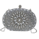 Maxbell Clutch Bag Purse with Chain Oval Elegant for Cocktail Party Night Out Bridal Argent